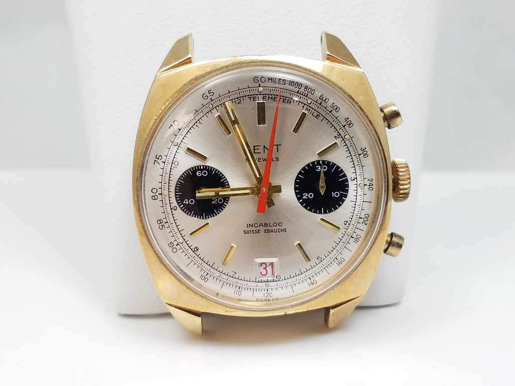 Men's Vintage Stainless Steel Gold Plated Kent Chronograph Watch