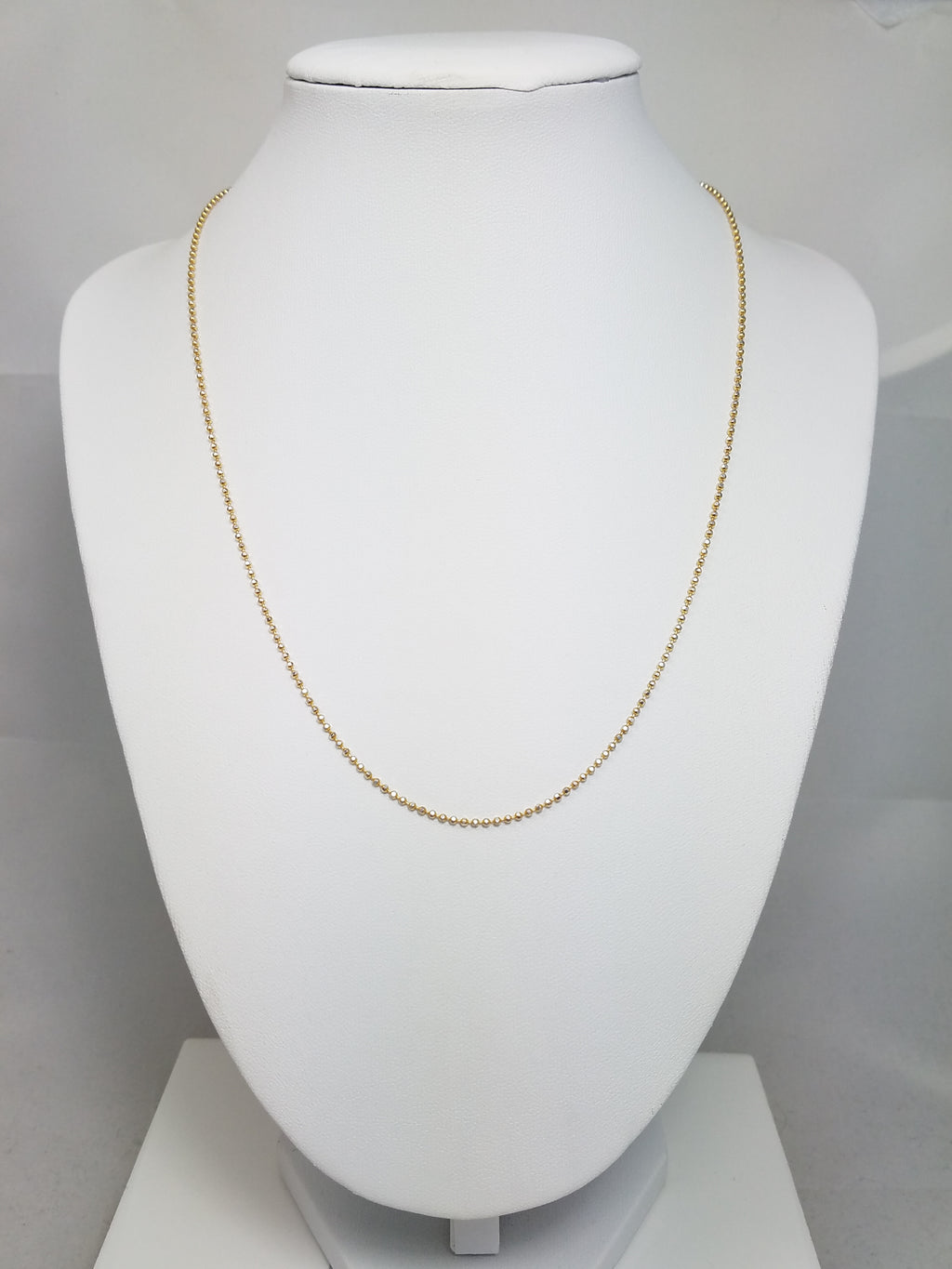 Petite 18" 14k Two Tone Gold Microbead Chain Necklace Italy