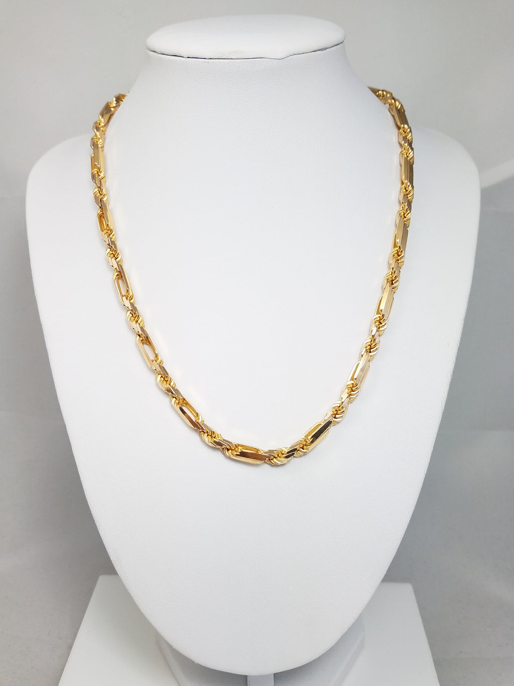 Dynamic 18" 14k Solid 14k Yellow Gold Diamond Cut Figarope Chain Necklace Italy