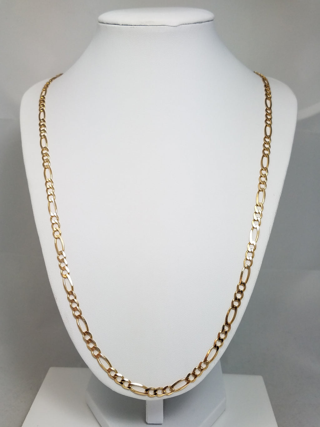 Sporty 24.5" Solid 14k Yellow Gold Figaro Link Chain Necklace Italy
