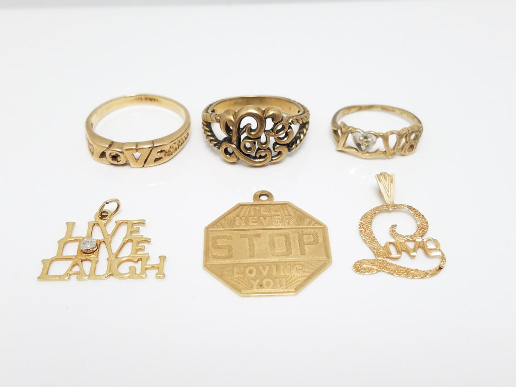 Vintage "Love" 10k & 14k Gold Jewelry Lot