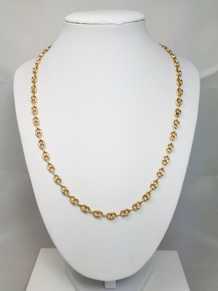 Funky 20" Hollow 14k Yellow Gold Puffed 3D Link Necklace Italy