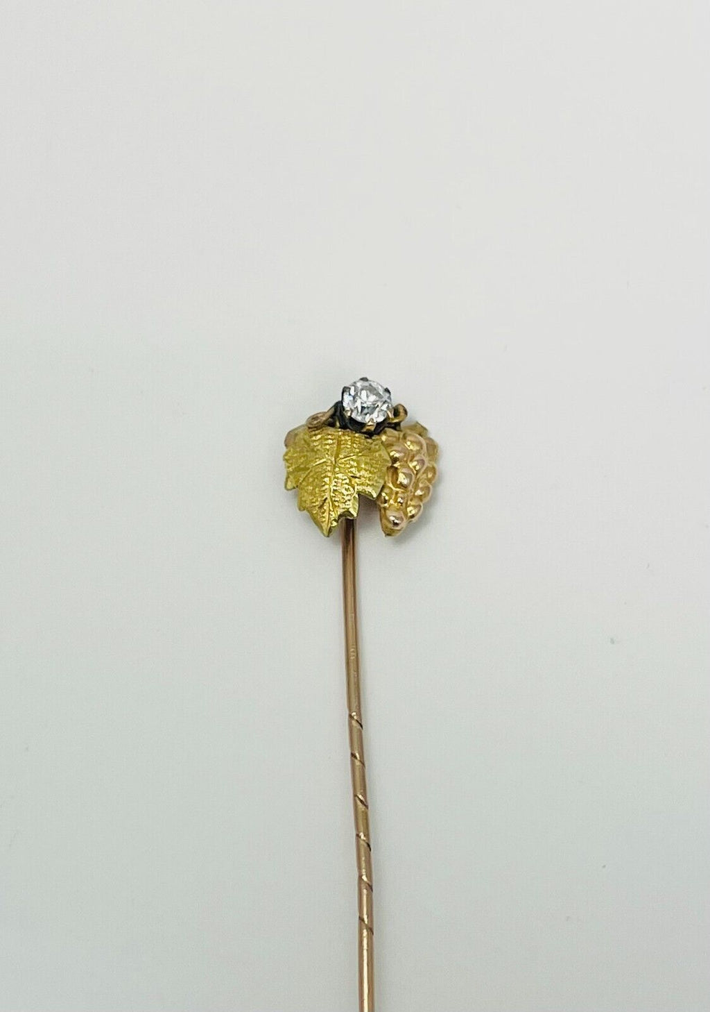 Early 1900s 9k Yellow Gold European Cut Diamond Stickpin