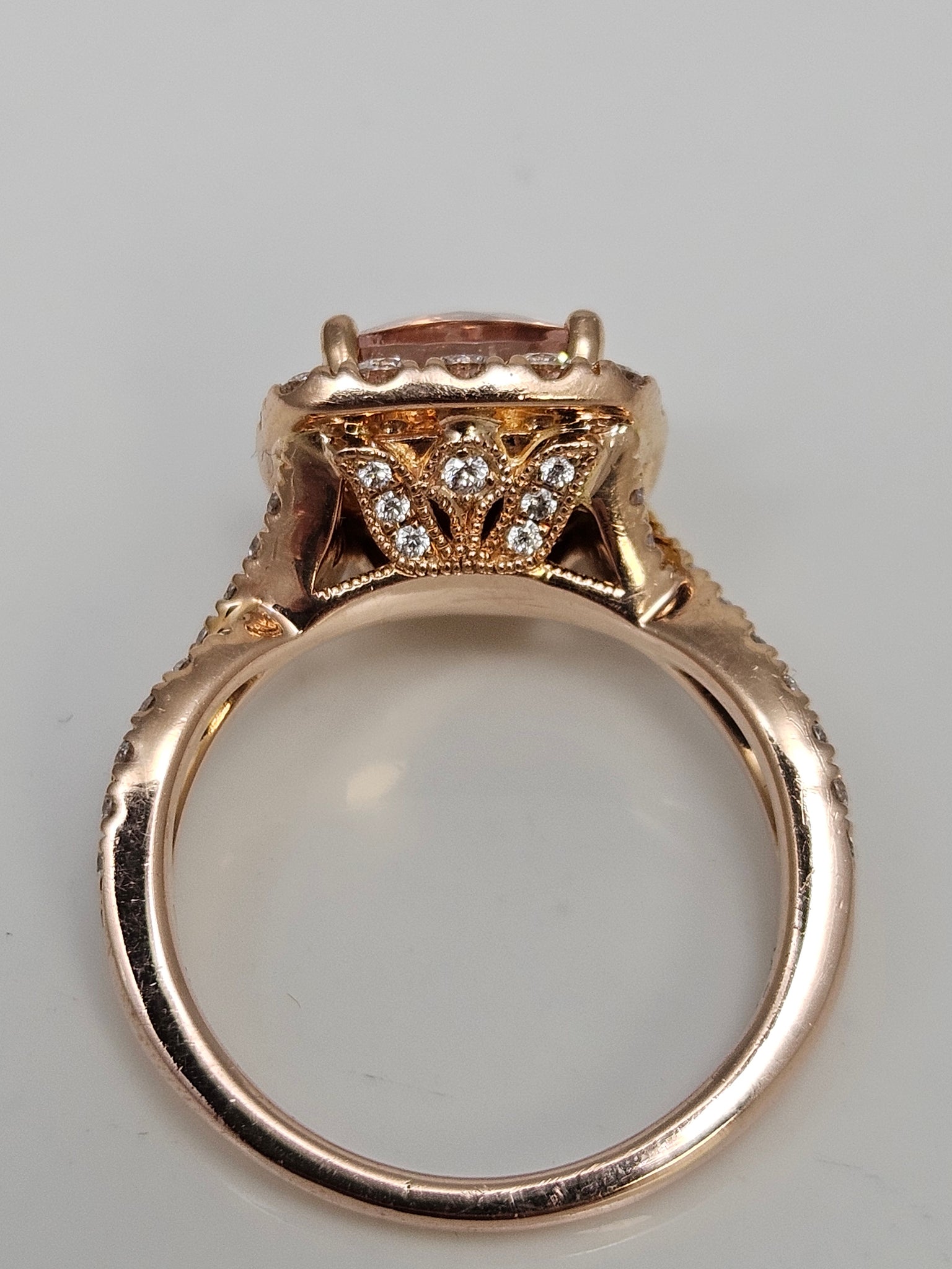 $4,500 Retail Neil Lane 14k Rose Gold 1.5ct Natural Morganite & 1ctw Natural Diamond Ring