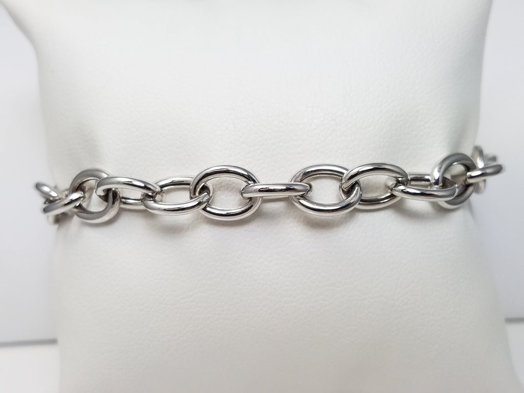 10k White Gold Dangling Heart Hollow Charm Bracelet
