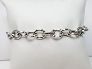 10k White Gold Dangling Heart Hollow Charm Bracelet