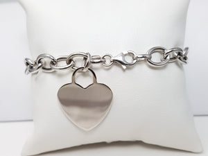 10k White Gold Dangling Heart Hollow Charm Bracelet
