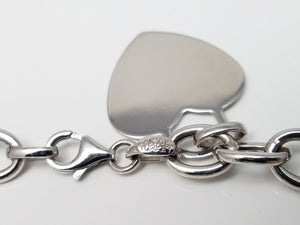 10k White Gold Dangling Heart Hollow Charm Bracelet