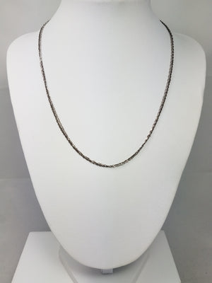 New! 14k White Gold Black Rhodium Singapore Link Double Strand Necklace