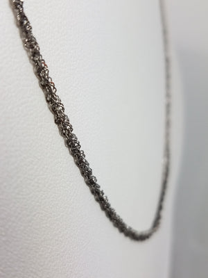 New! 14k White Gold Black Rhodium Singapore Link Double Strand Necklace