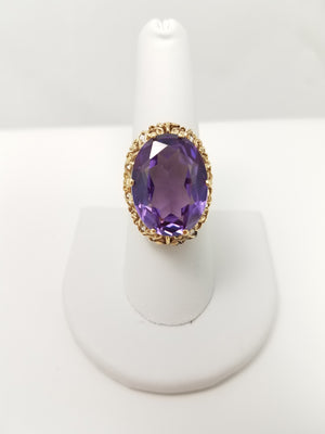 Vintage Showy 16ct Synthetic Gemstone 14k Gold Ring