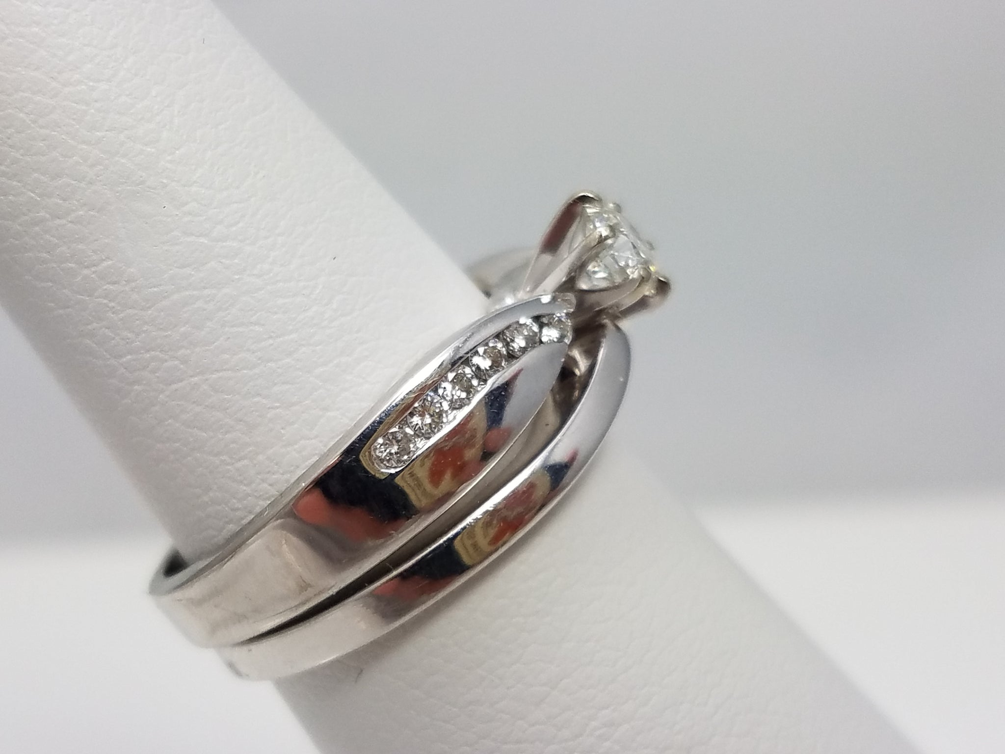 Natural Diamond 14k White Gold 2pc Engagement Ring Set