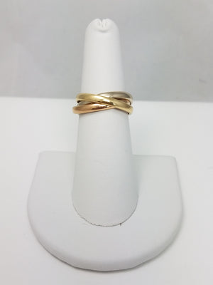 18k Tricolor Gold Rolling Trinity Ring Italy