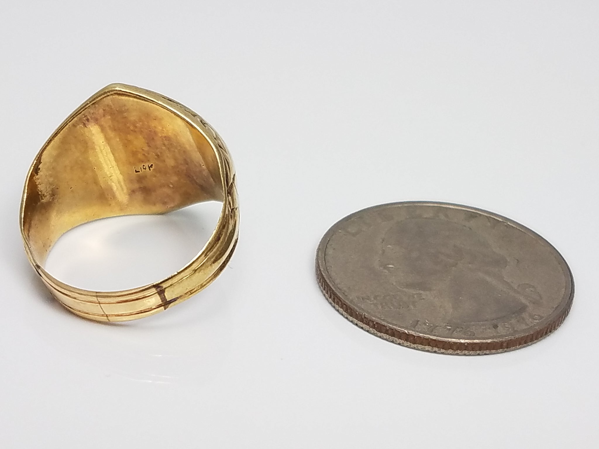 Early 1900s Two Tone 14k Gold Signet Ring