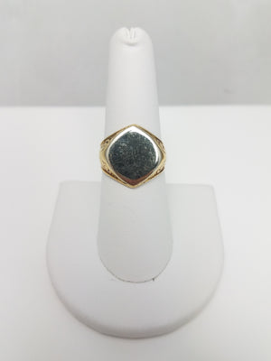 Early 1900s Two Tone 14k Gold Signet Ring