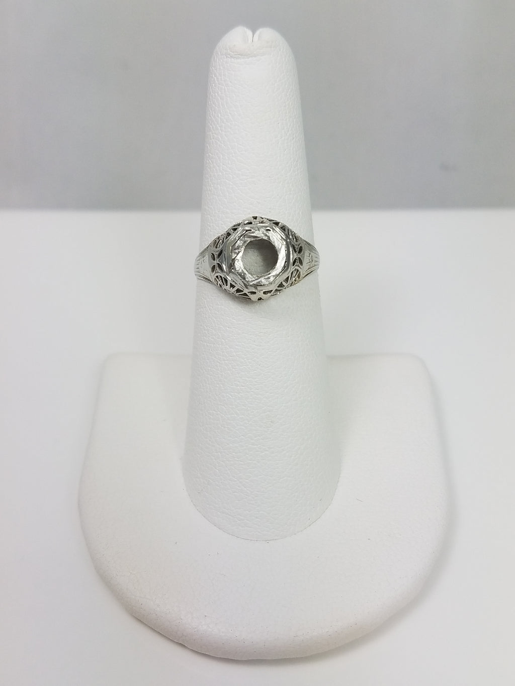 Early 1900's Birks 18k White Gold Engagement Ring Mount To Restore