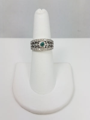 Color Treated Blue Natural Diamond 14k White Gold Ring