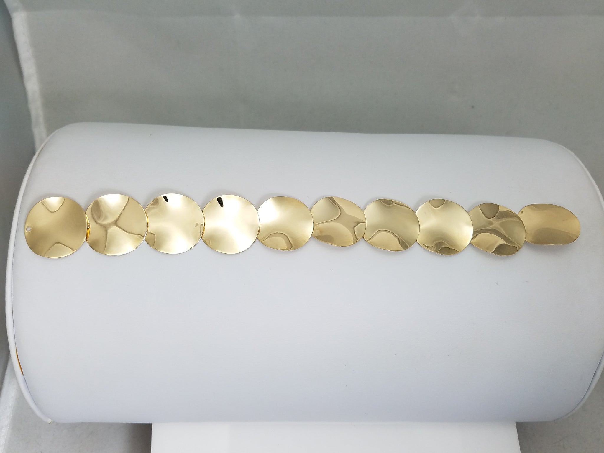 7" 14k Yellow Gold Disc Style Bracelet
