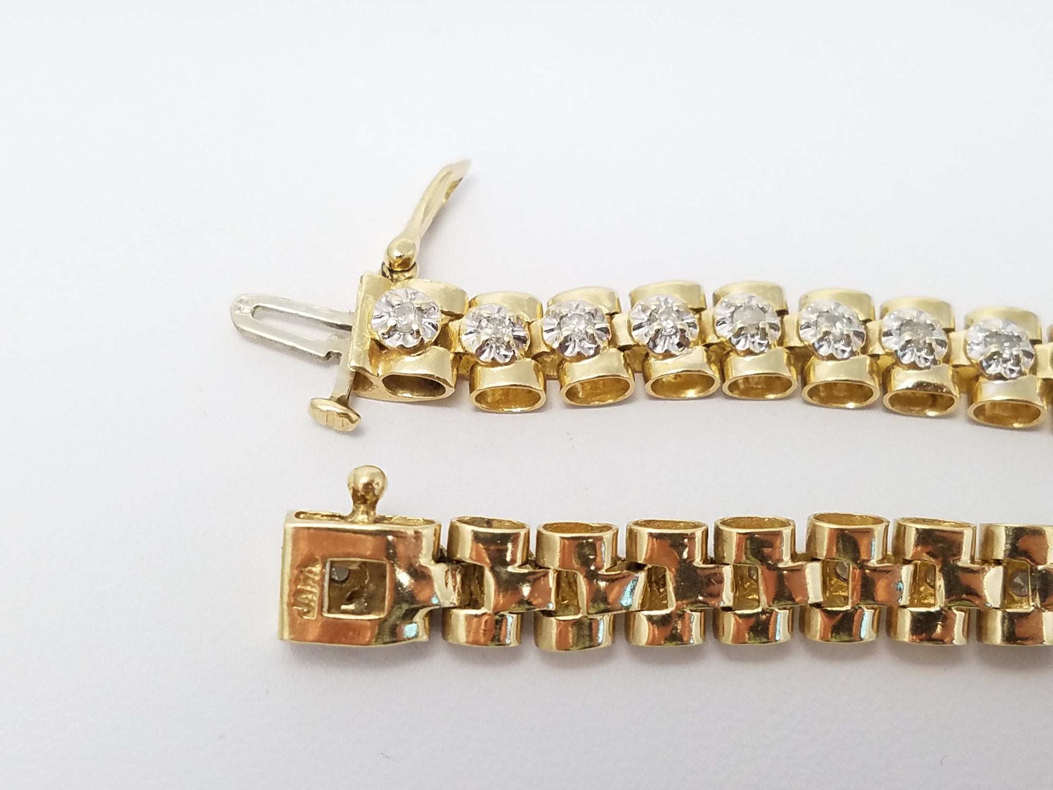 7.25" 14k Gold Natural Diamond Bracelet