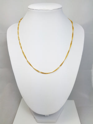 17" 24k Yellow Gold Singapore Link Chain Necklace