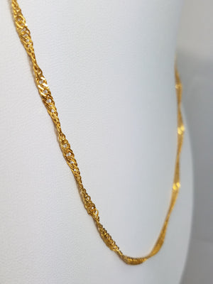 17" 24k Yellow Gold Singapore Link Chain Necklace