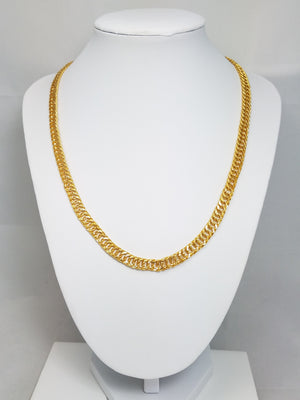 19" 24k (995) Hollow Yellow Gold Link Chain Necklace