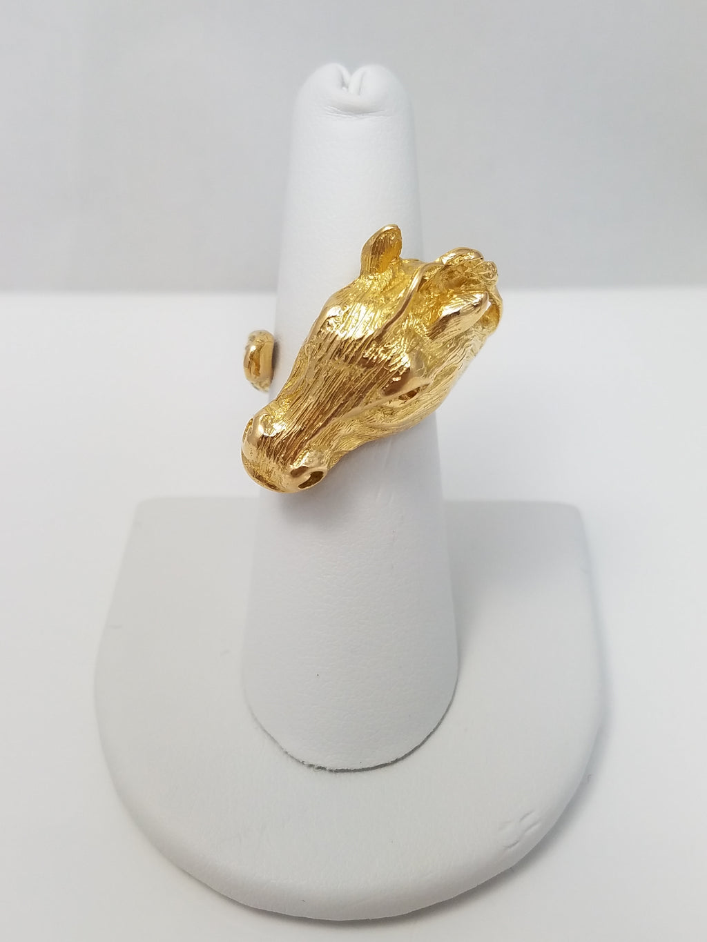 18k Yellow Gold Vintage Large Horse Head Ring
