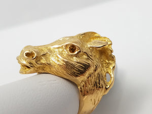18k Yellow Gold Vintage Large Horse Head Ring
