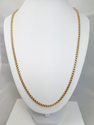 Classic 10k Yellow Gold Round Box Chain Necklace
