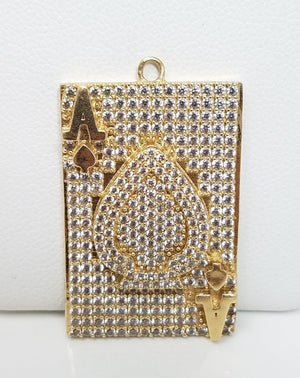 Ace of Spades Cubic Zirconia 10k Yellow Gold Pendant