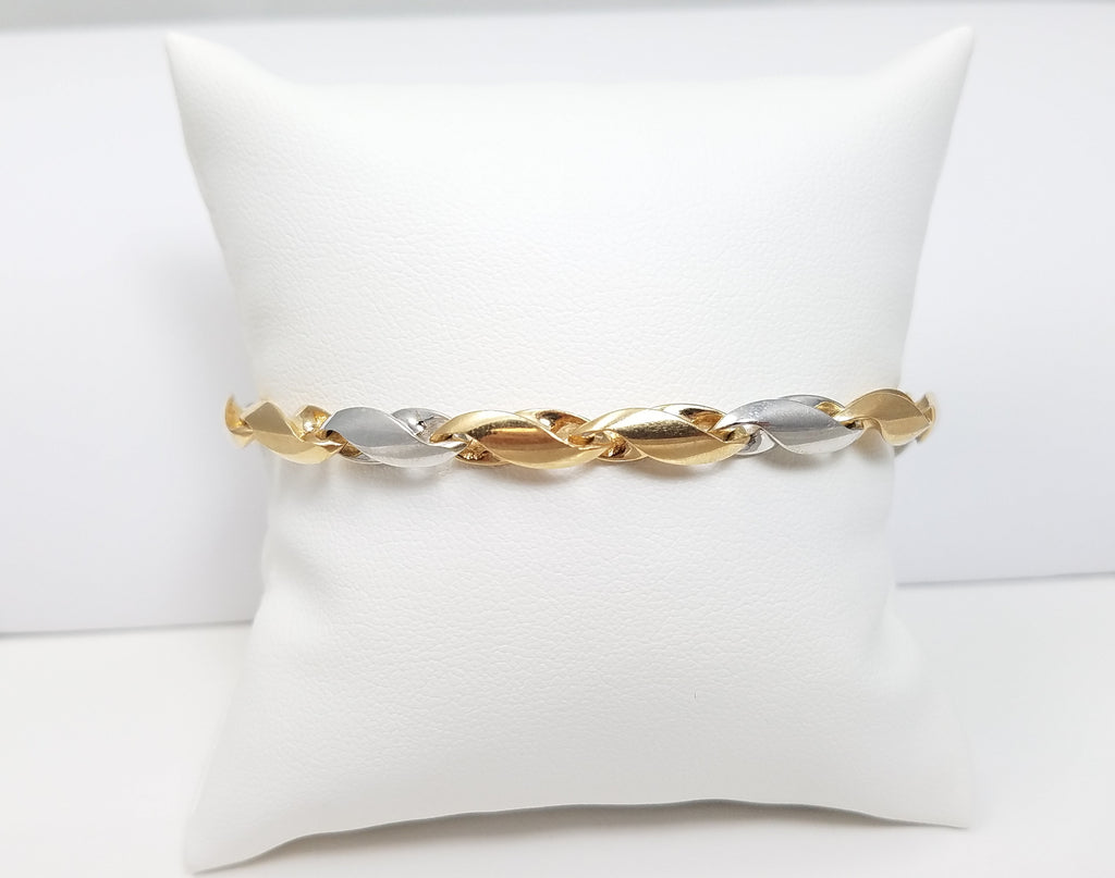 7.5" 14k Solid Tricolor Gold Fancy Link Bracelet