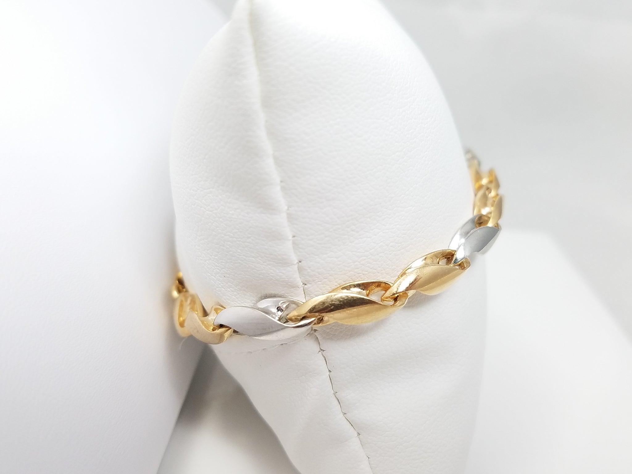 7.5" 14k Solid Tricolor Gold Fancy Link Bracelet
