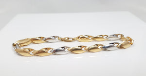 7.5" 14k Solid Tricolor Gold Fancy Link Bracelet