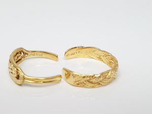 Two 18k Solid Gold Toe Rings