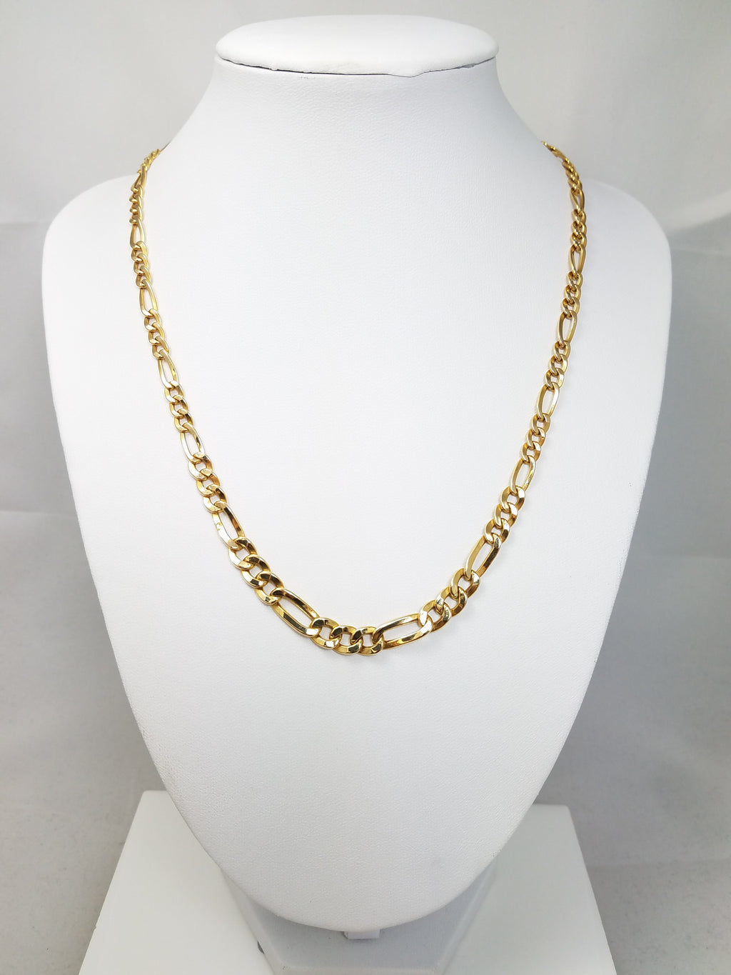 18" 14k Hollow Graduated Figaro Gold Chain Necklace Italy