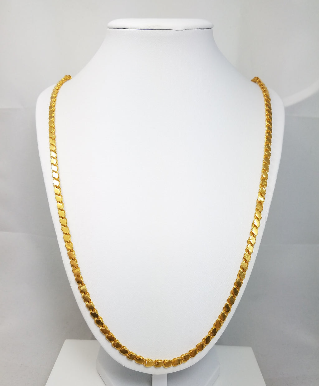 25" 21k Solid Yellow Gold Fancy Link Chain Necklace