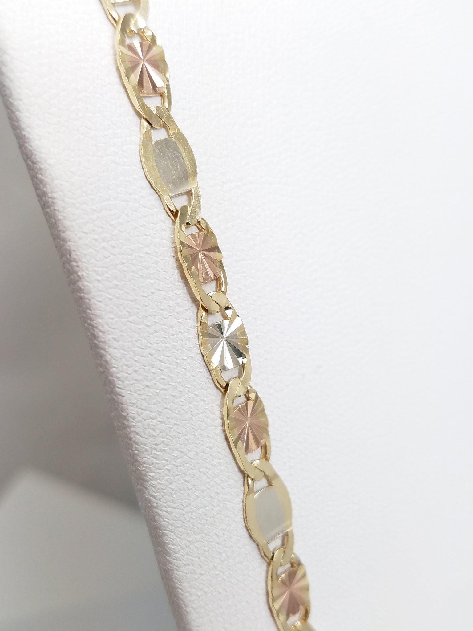 26" 14k Tri-Color Gold Diamond Cut Chain Necklace