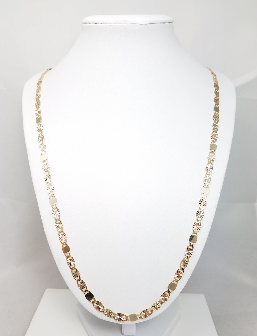 26" 14k Tri-Color Gold Diamond Cut Chain Necklace
