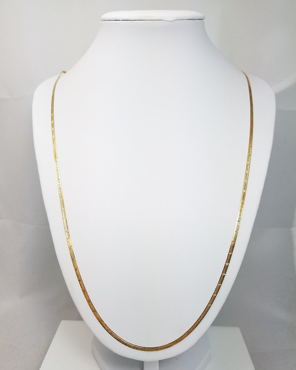 Fantastic 30" 14k Solid Gold Diamond Cut Italian Herringbone Chain Necklace
