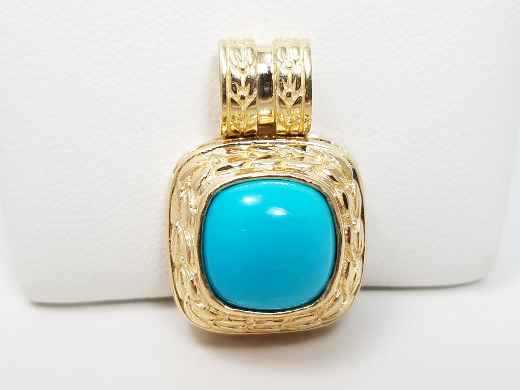 Sweet Natural Turquoise 14k Yellow Gold Pendant