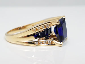 5ctw Synthetic Sapphire 10k Yellow Gold Ring