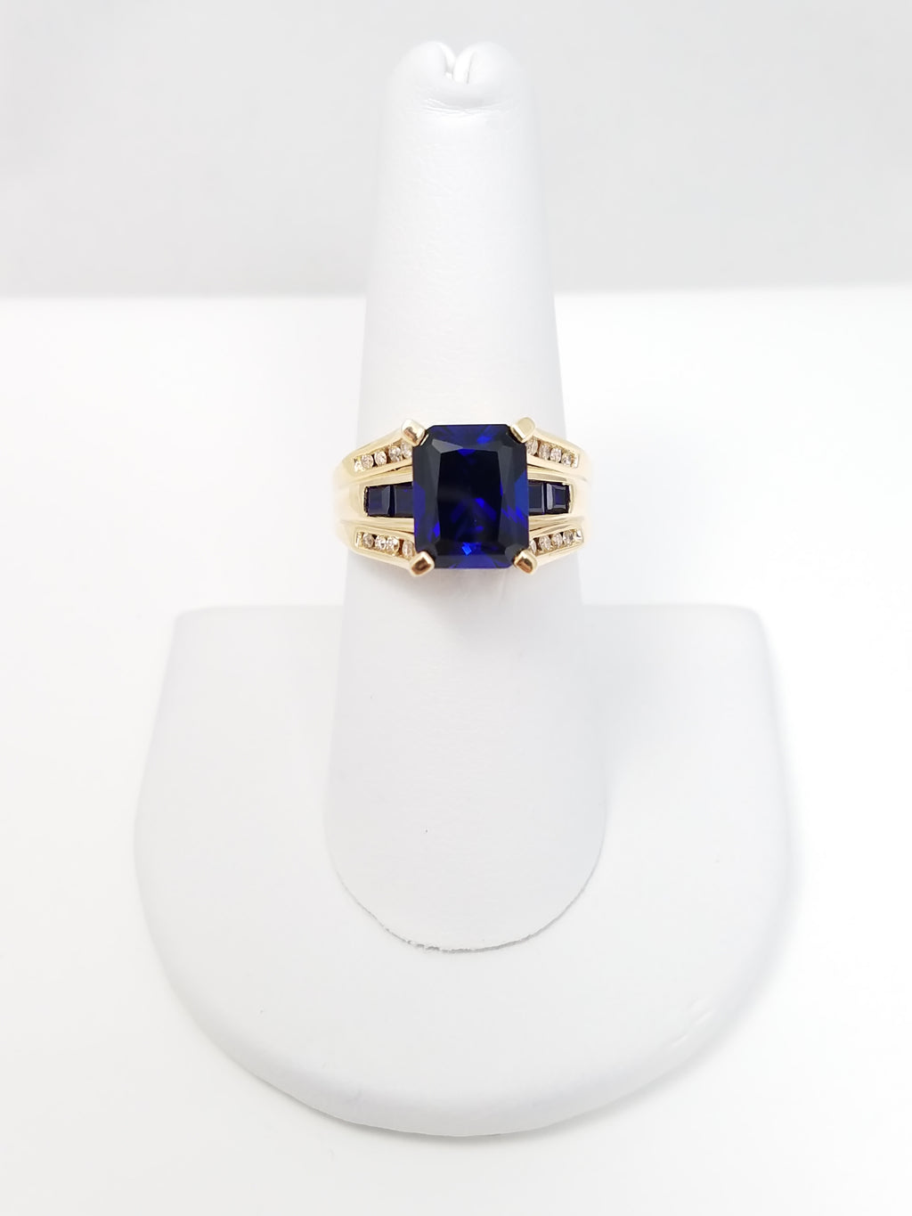 5ctw Synthetic Sapphire 10k Yellow Gold Ring
