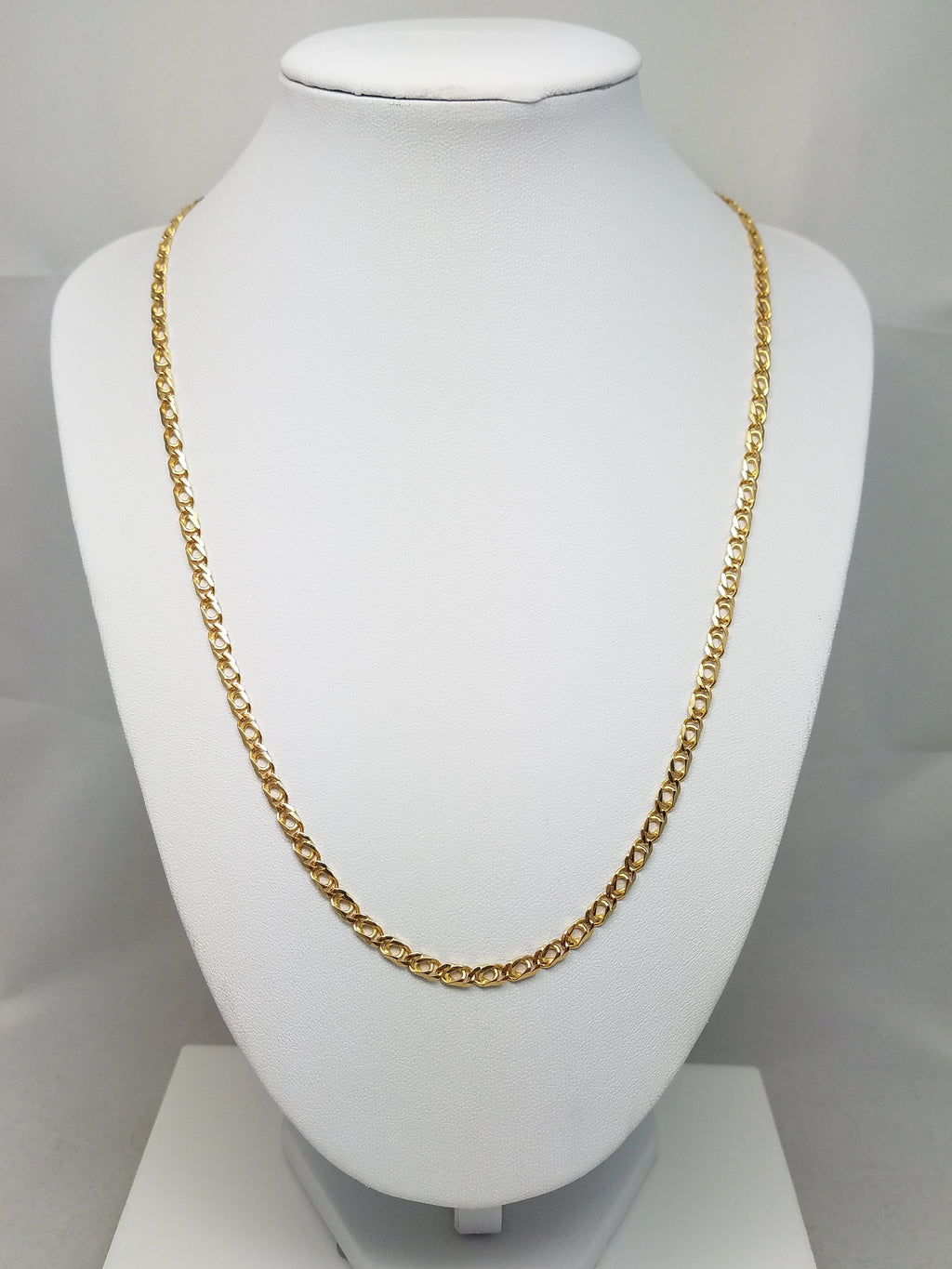 20" 14k Solid Yellow Gold Tiger Eye Link Chain Necklace Italy