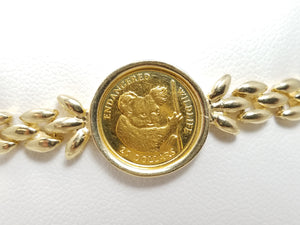 7.25" 14k Yellow Gold 24k Koala Coin Bracelet