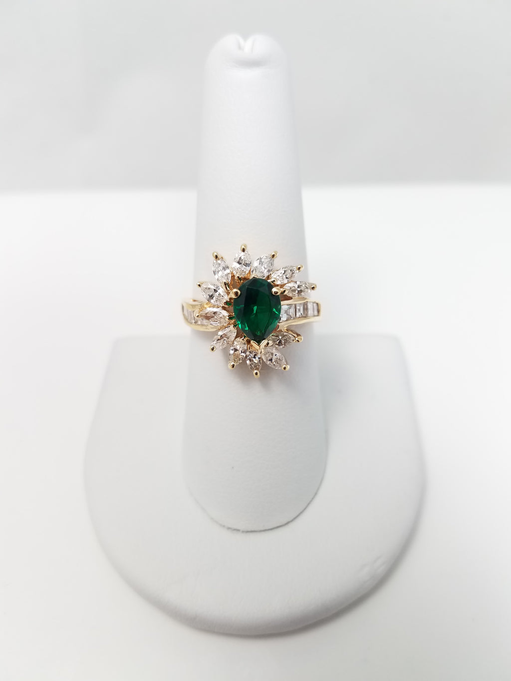 2.50ctw Synthetic Emerald Natural Diamond 14k Gold Ring