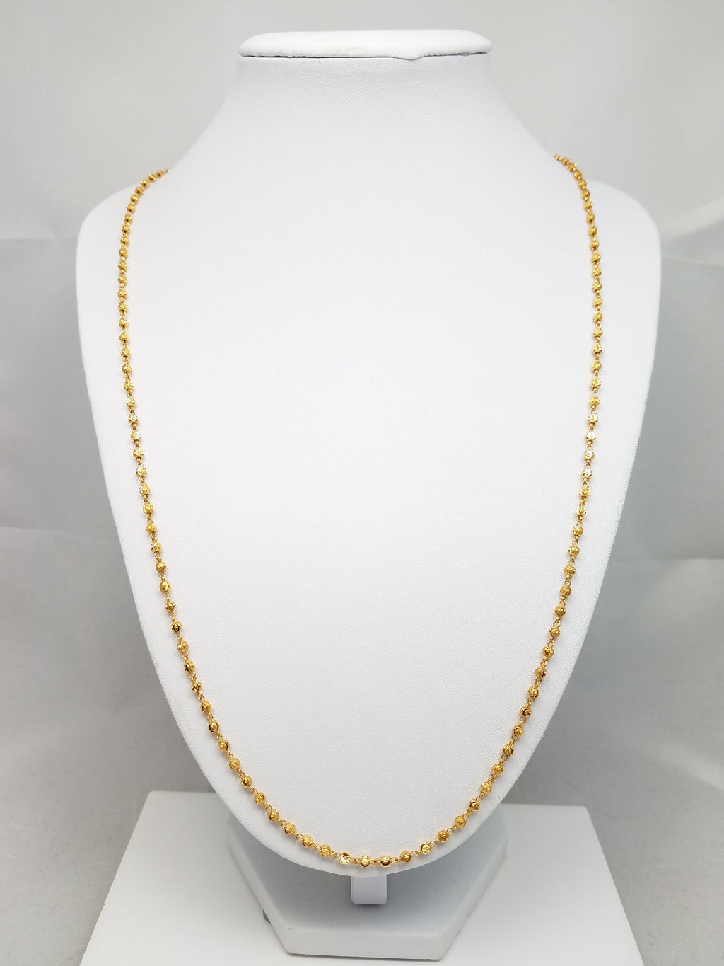24"  22k Yellow Gold Microbead Necklace