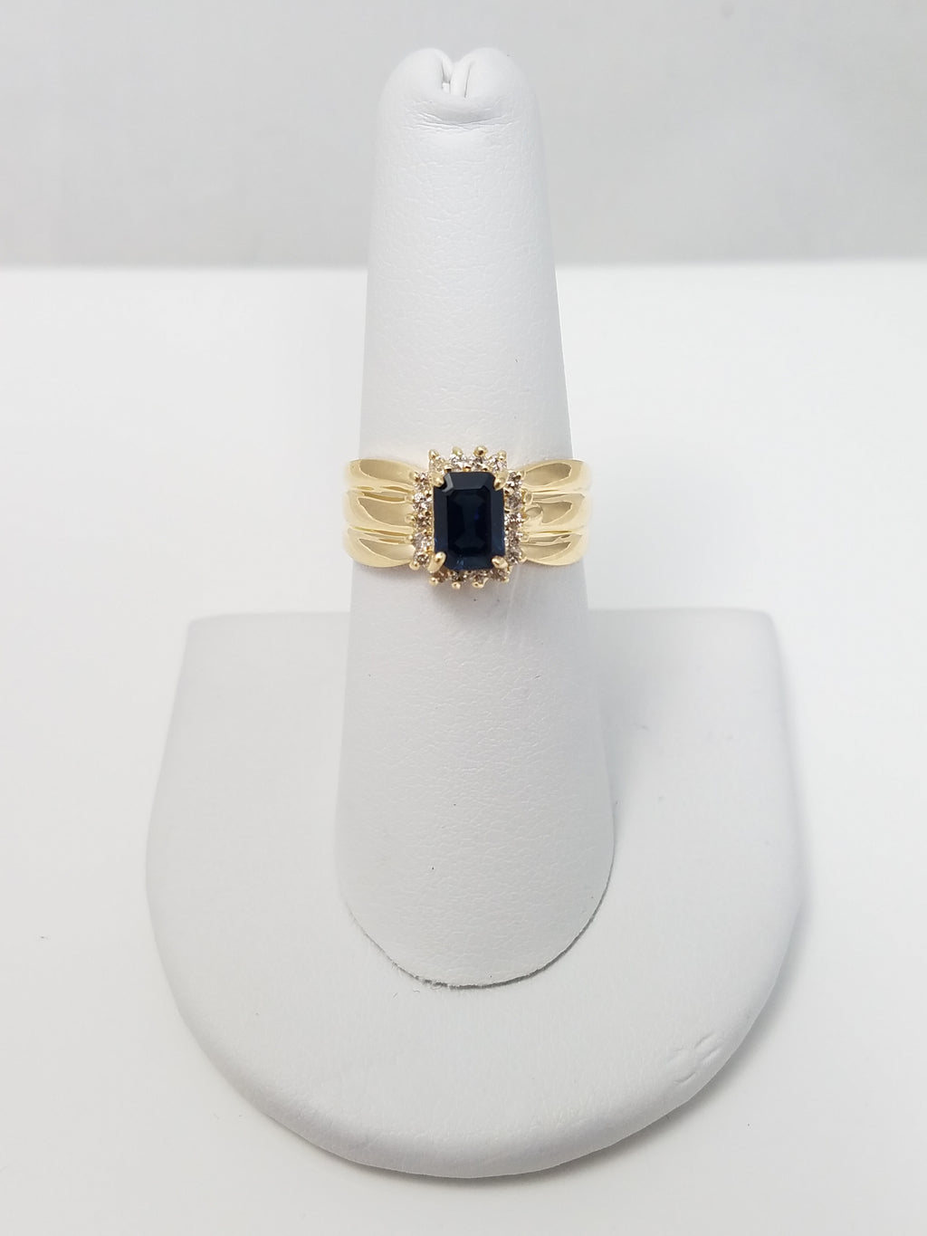 Natural Sapphire Diamond 14k Yellow Gold Ring