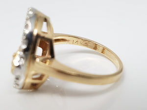 14k Yellow Gold Natural Diamond Horseshoe Ring