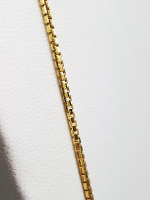 22.75"  20k Solid Yellow Gold Box Style Link Chain Necklace