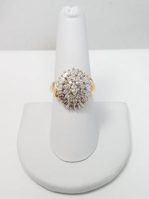 Sparkling 1/2ctw Natural Diamond 10k Yellow Gold Cluster Ring